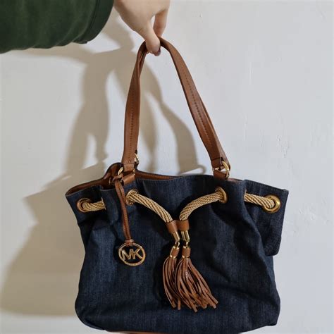 denim gold michael kors purse|Michael Kors denim tote.